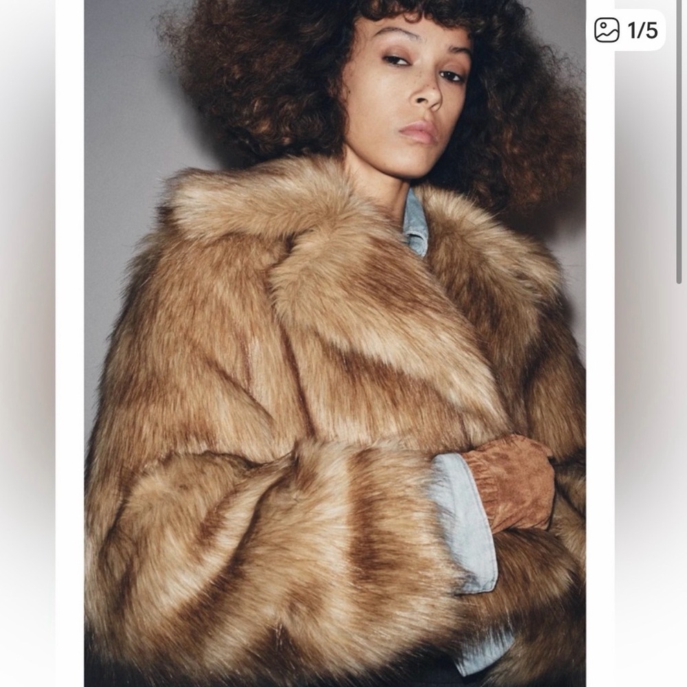 ZARA ZW COLLECTION CROPPED FAUX FUR JACKET-BNWT